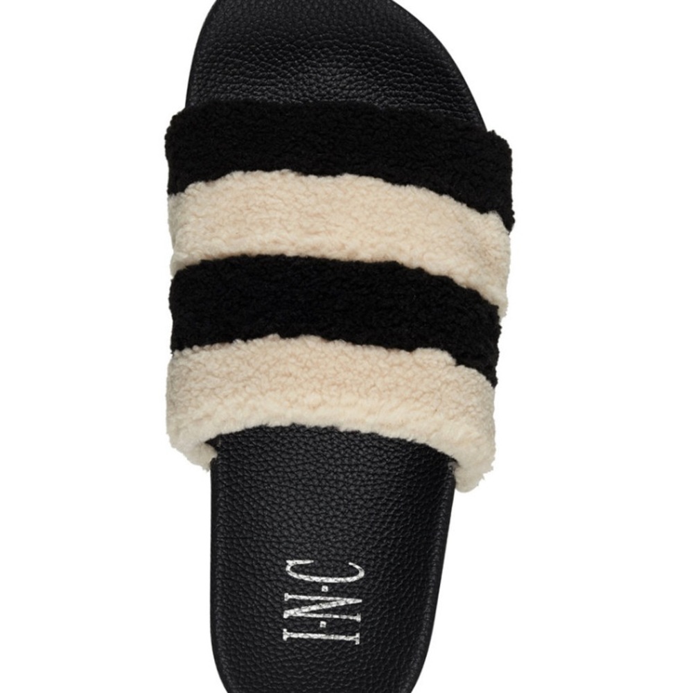 INC faux shearling SLIDES size 11 NWT